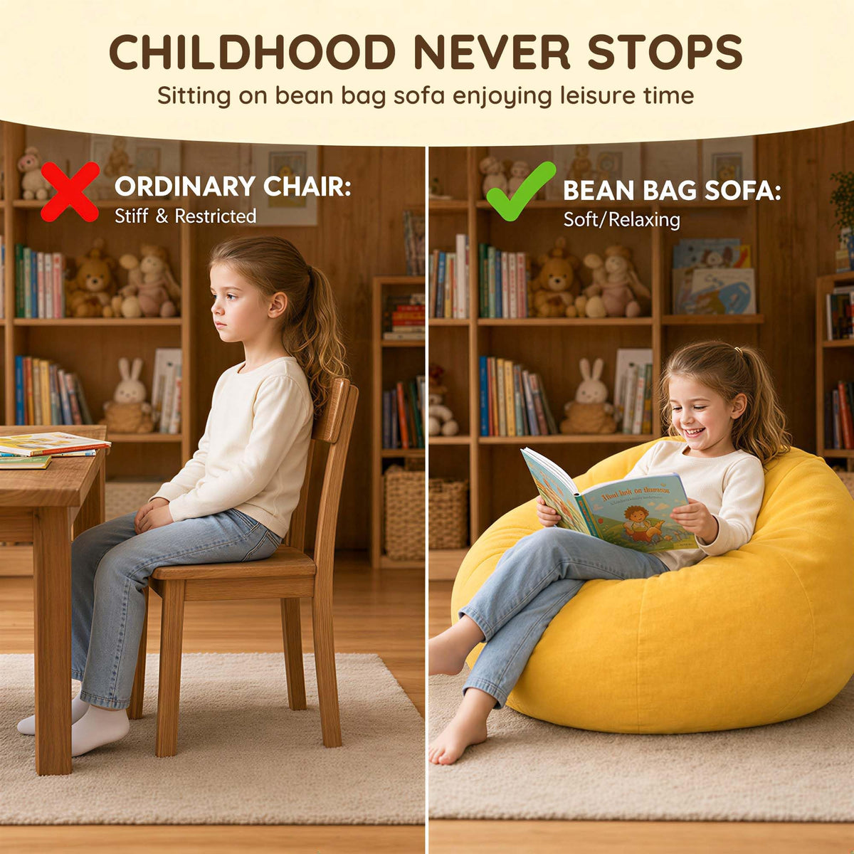 Yellow Kids Bean Bag Chair U383