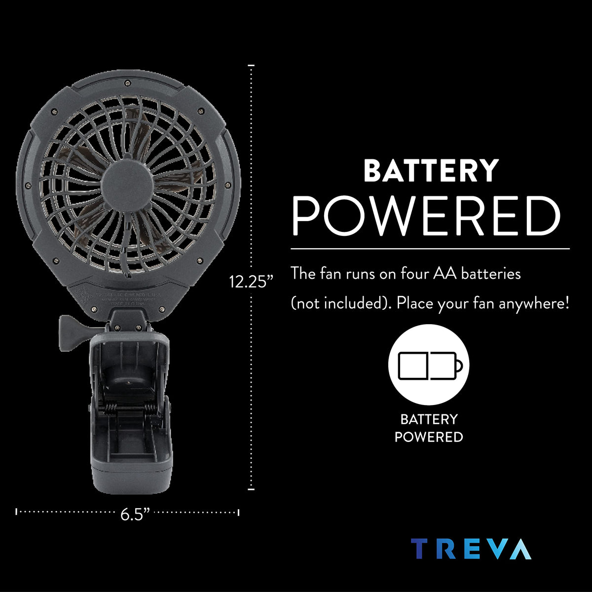 Battery USB Powered Clip on Fan 2-Speed Gray W6067