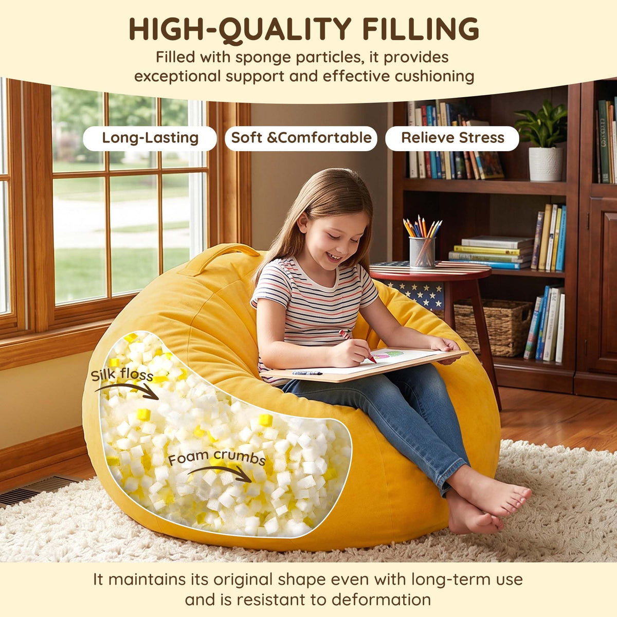 Yellow Kids Bean Bag Chair U383