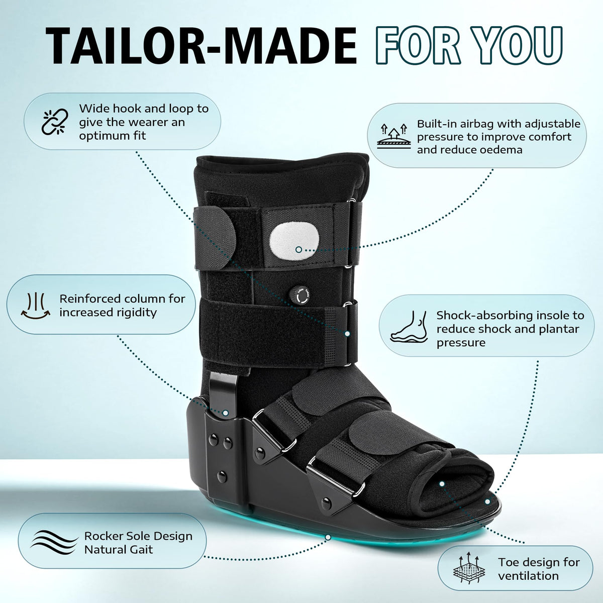 Adjustable Air Walking Boot Medium Black I222525