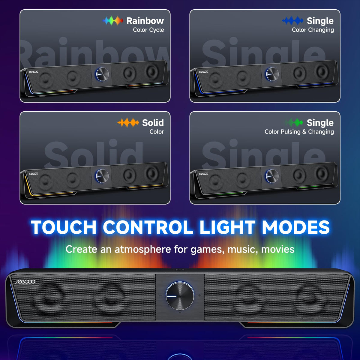 Bluetooth Computer Speakers with LED Light J1307