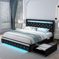 Full Platform Bed Frame with 2 Storage Drawers, Black P503996