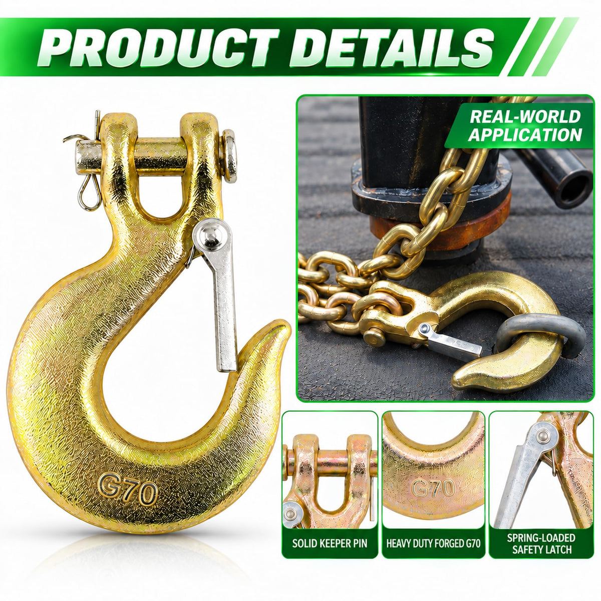 3/8" Chain Hooks, 2-Pack Heavy-Duty Clevis Slip Hook P35400