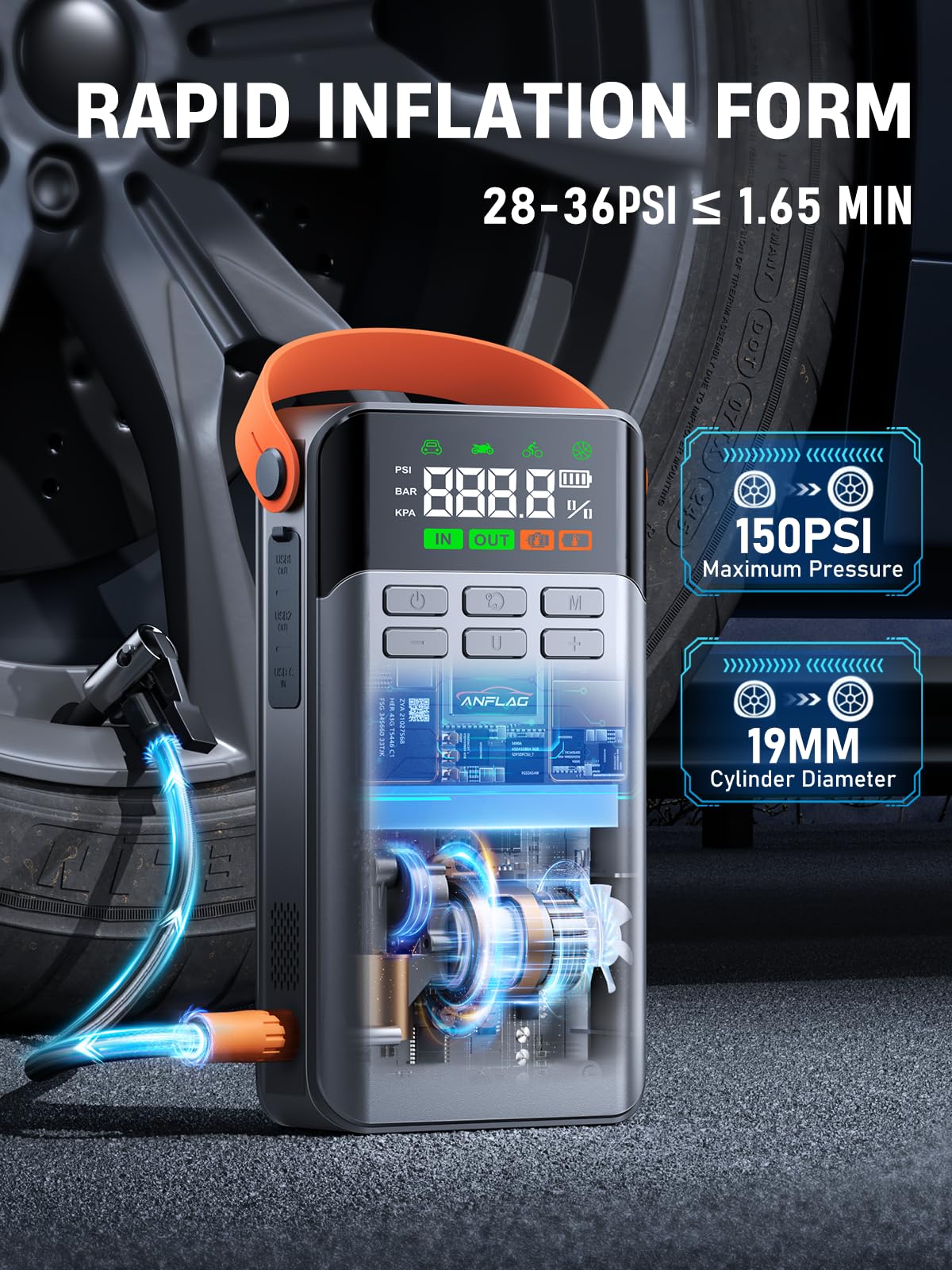8-in-1 Car Jump Starter with Air Compressor R266191