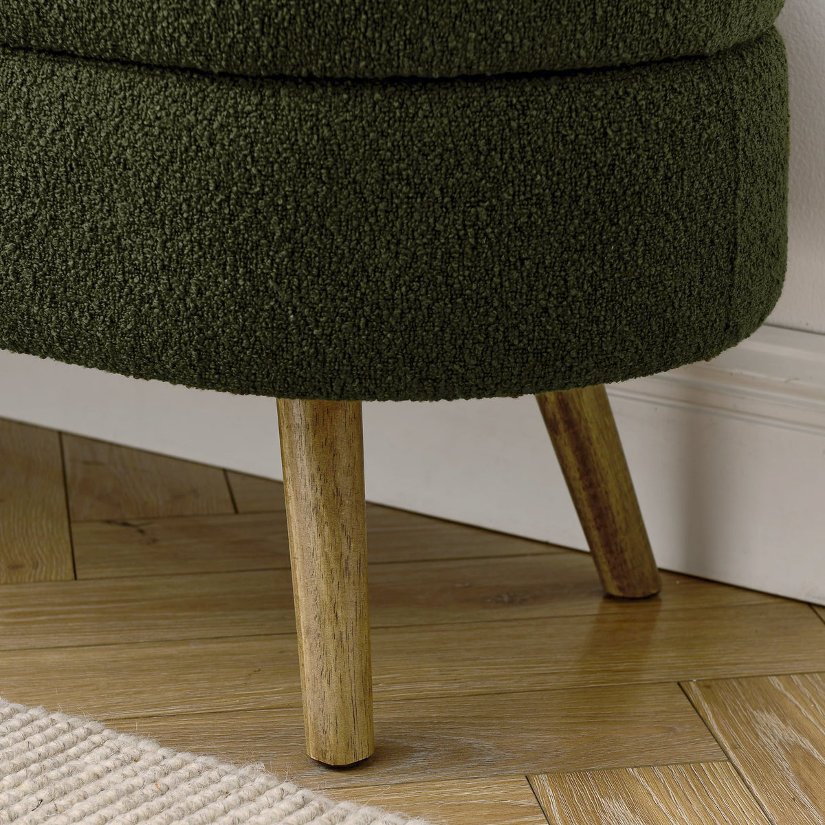 Oval Storage Bench with Rubber Wood Legs Green D33474