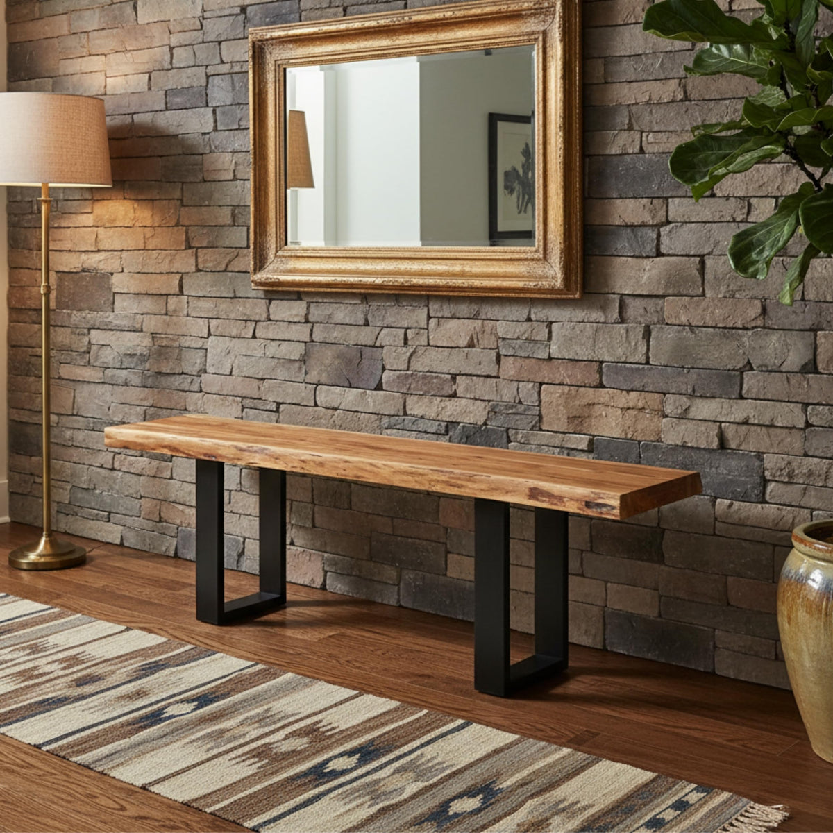 Solid Wood Entryway Bench Q177803