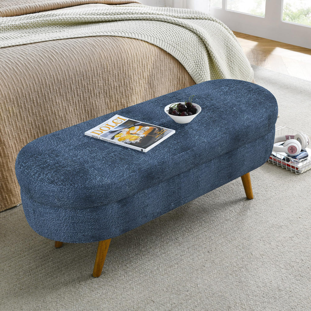 Oval Storage Bench with Rubber Wood Legs M531