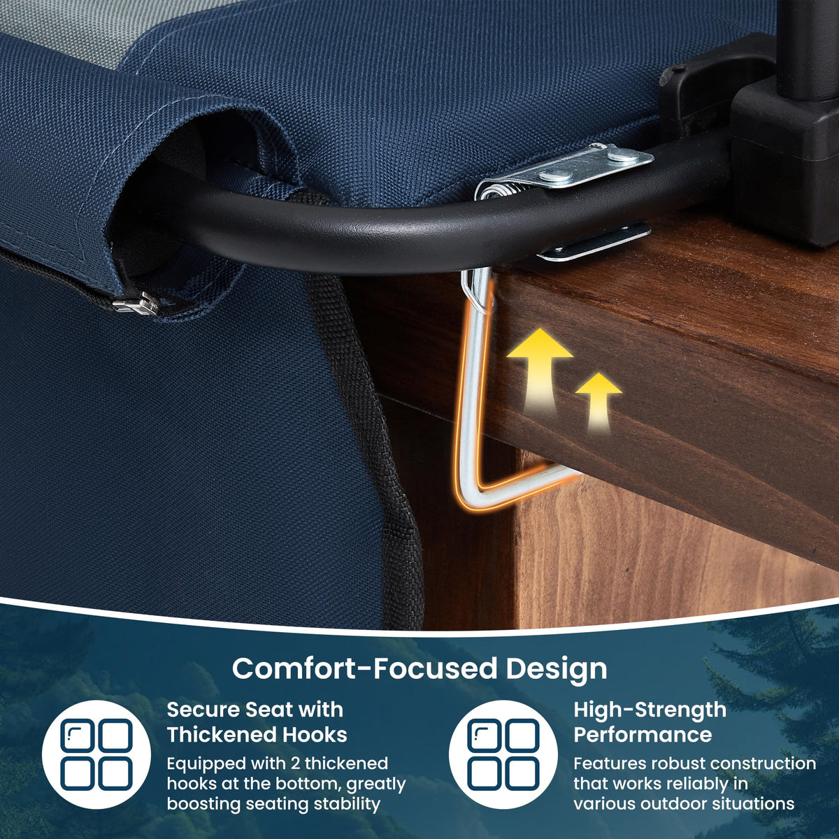 Portable Stadium Seat with Cup Holders & Armrests, Blue & Gray J79027