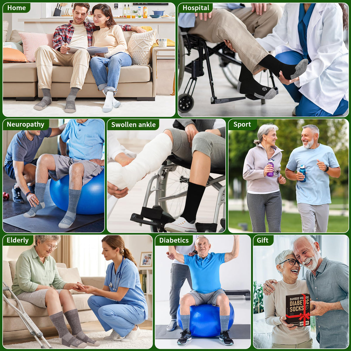 4 Pairs Crew Diabetic Socks Size 9-12/10-13/13-15 N765545
