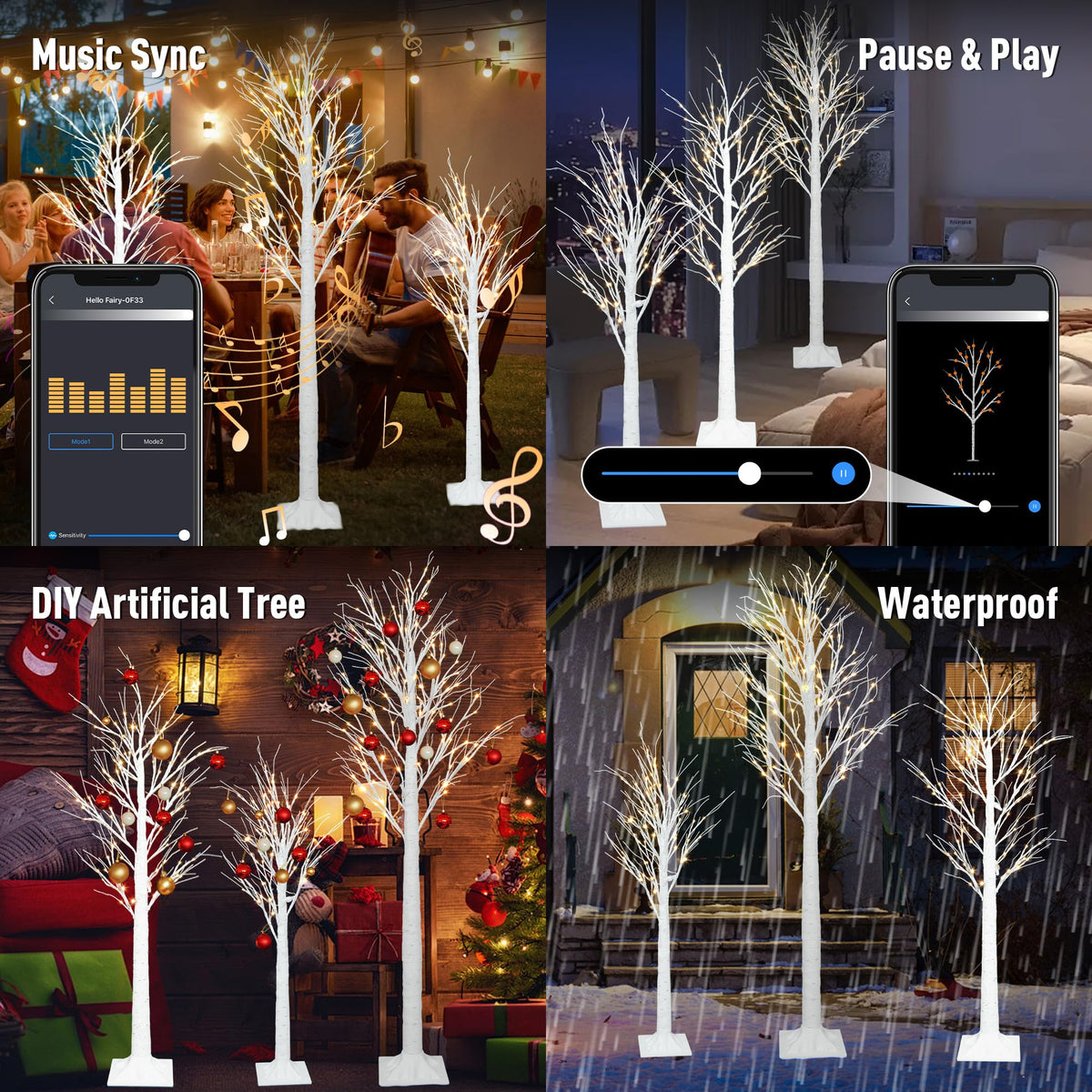 Lighted Birch Trees 4FT 5FT 6FT N460