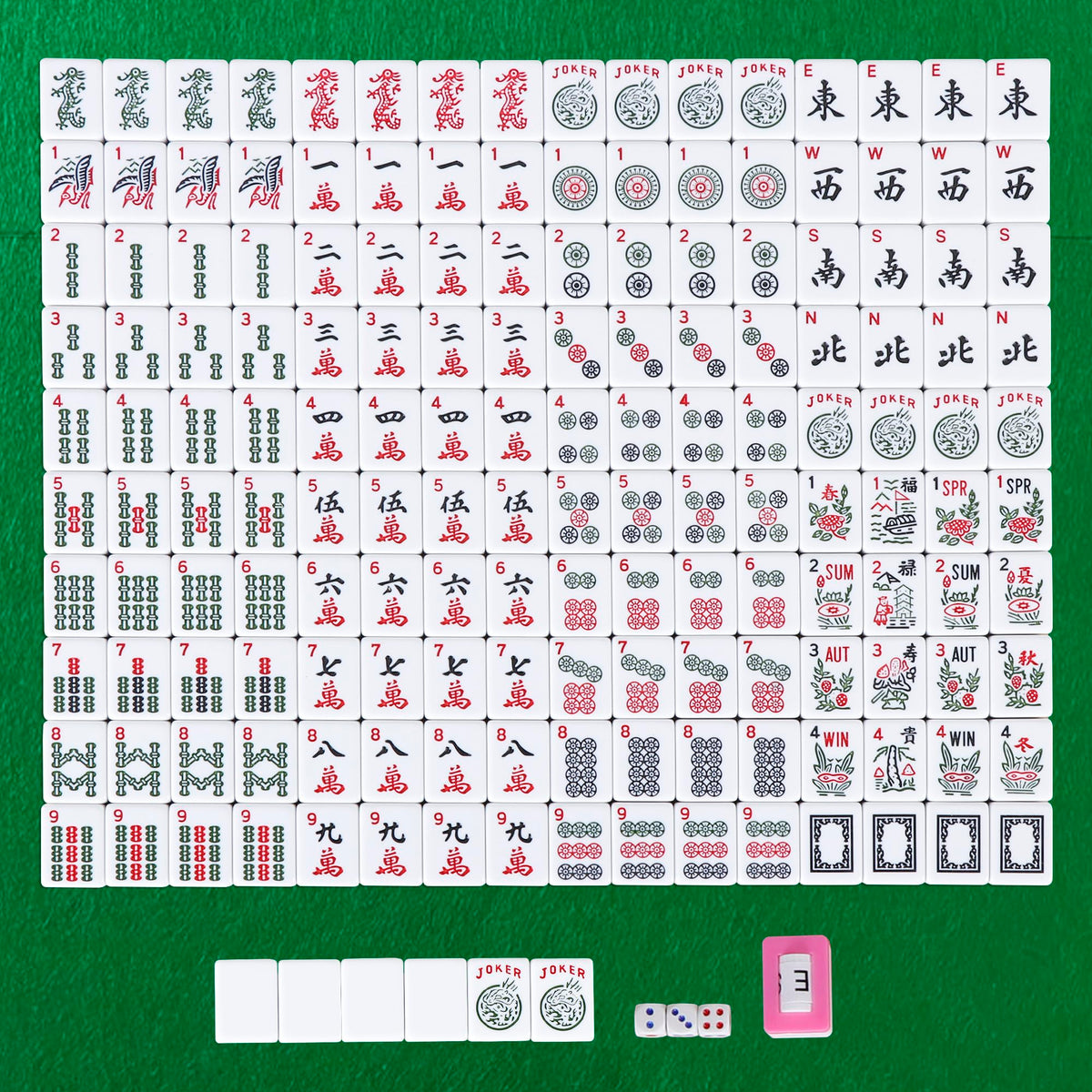 166 Tiles Mahjong Tile Set with Racks and Carrying Bag Y530
