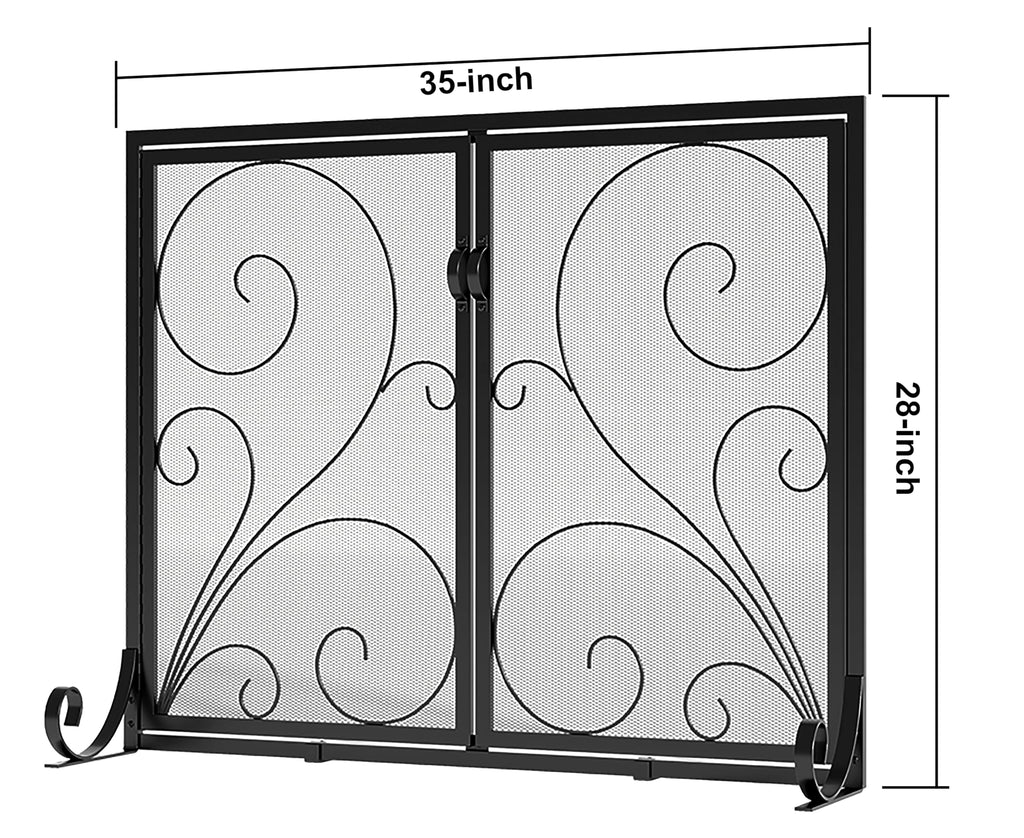Fireplace Screen Steel Mesh Spark Guard 35" L x 28" H O650
