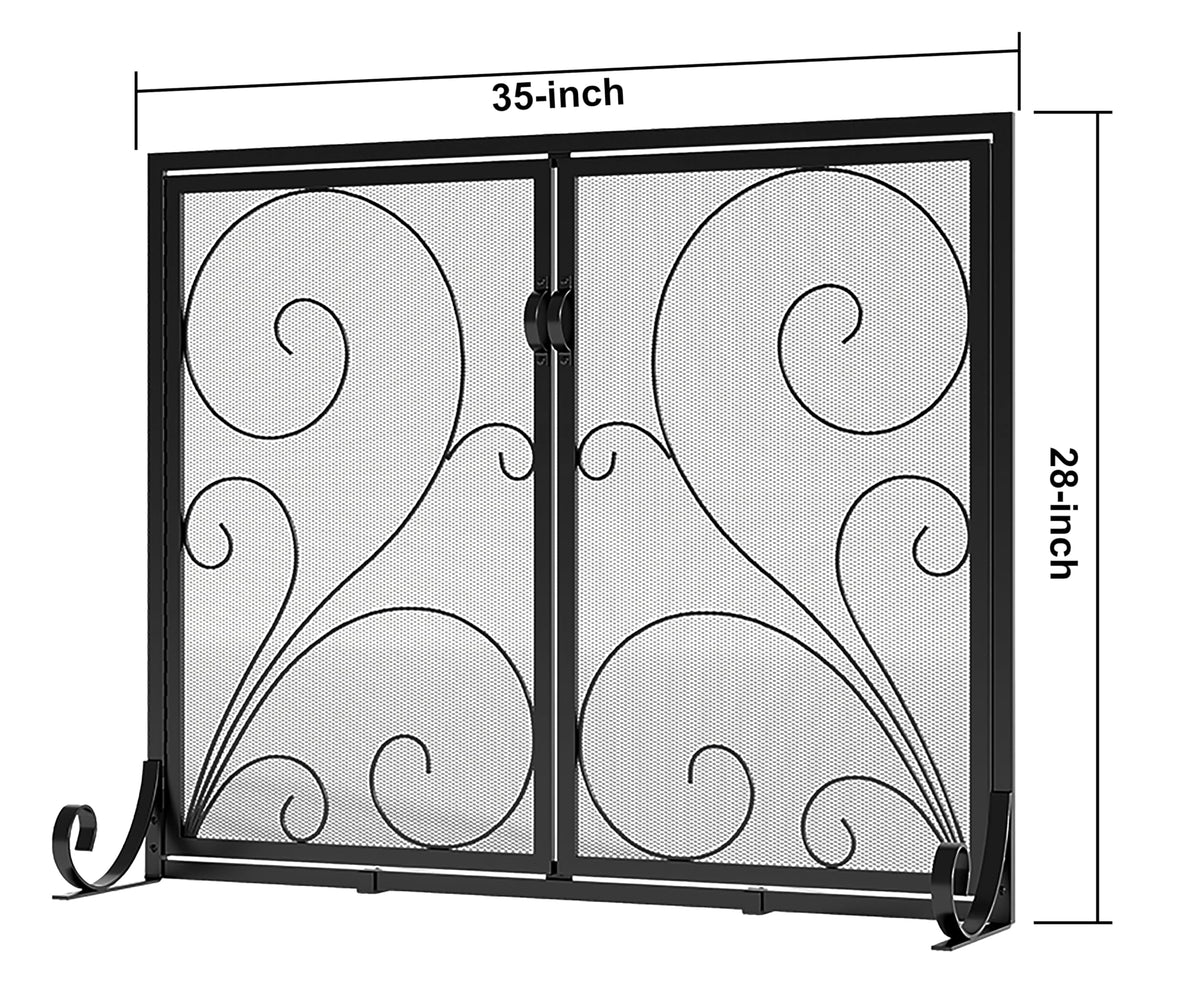 Fireplace Screen Steel Mesh Spark Guard 35" L x 28" H O650