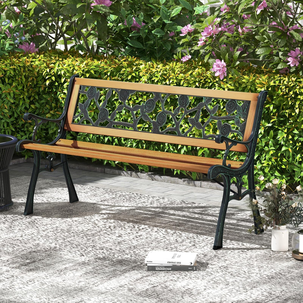 Iron Hardwood Garden Bench E4061