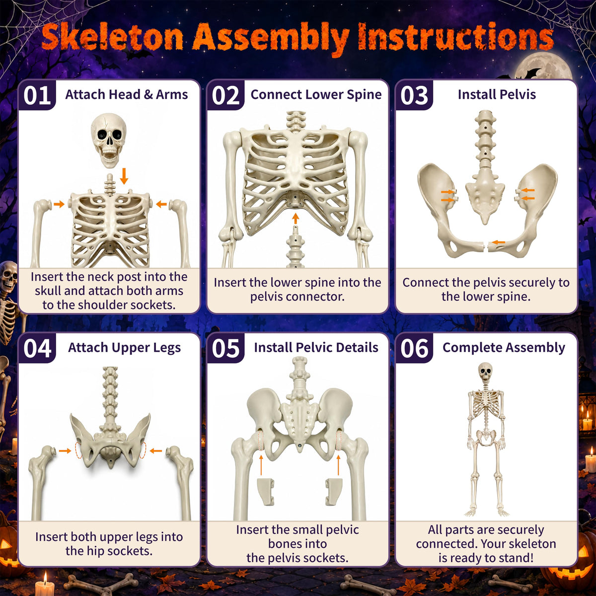 2 Pack 5.4ft Life Size Skeleton with Movable Joints F919
