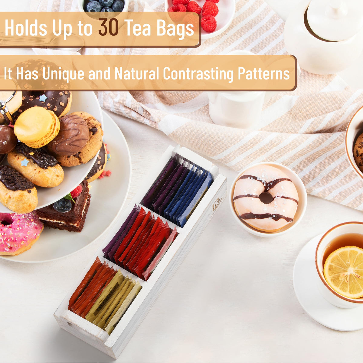 Wooden 3 Slot Tea Bag Organizer K6339